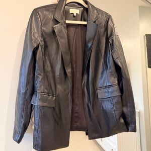 Skies Are Blue Black Leather Blazer Jacket